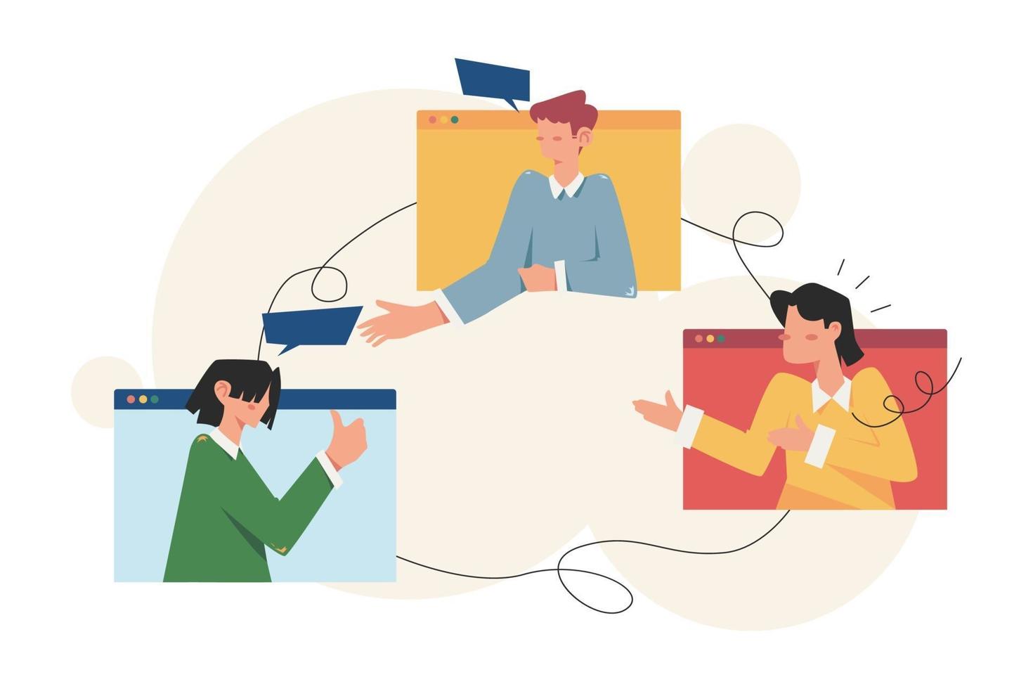 People doing online business meeting vector