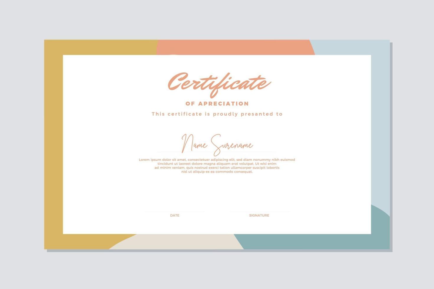 Modern certificate template memphis style. Use for print, certificate, diploma, graduation vector