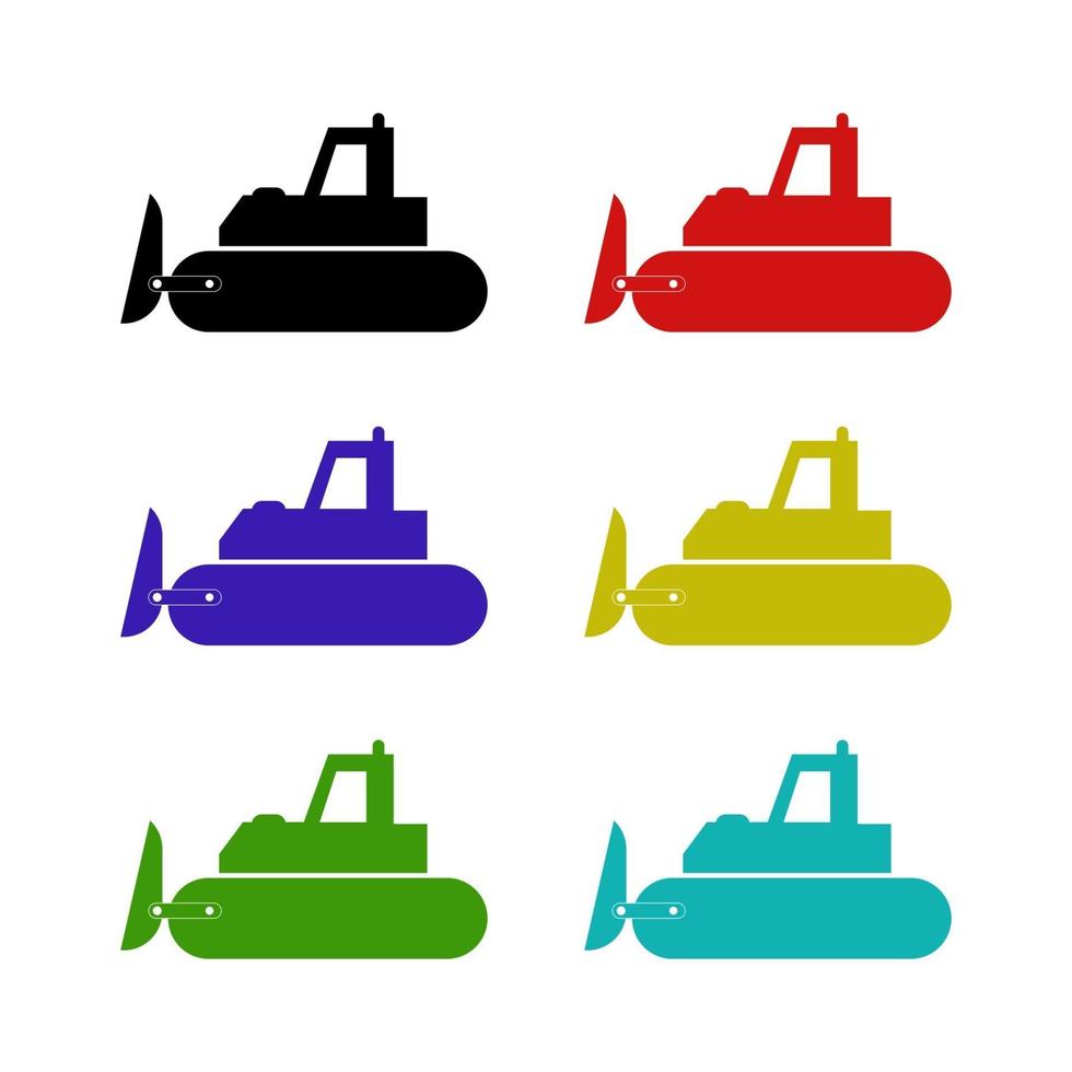 Set Of Bulldozers On White Background vector