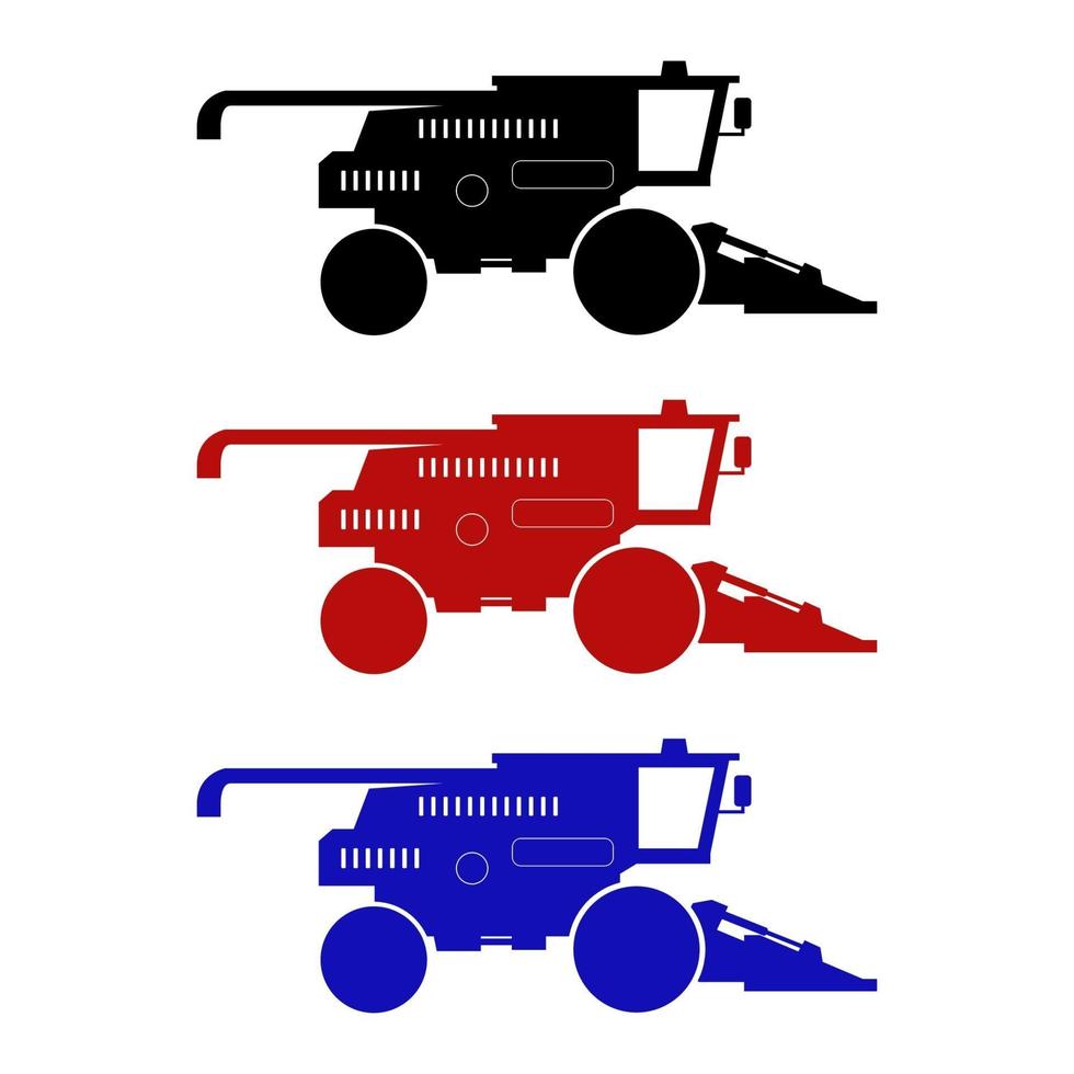 Set Of Harvester Combine On White Background vector