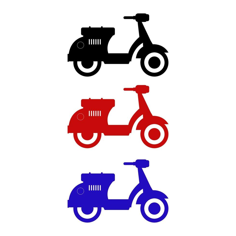 Conjunto de scooters sobre fondo blanco. vector