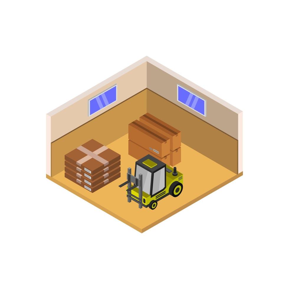 Isometric Warehouse On White Background vector