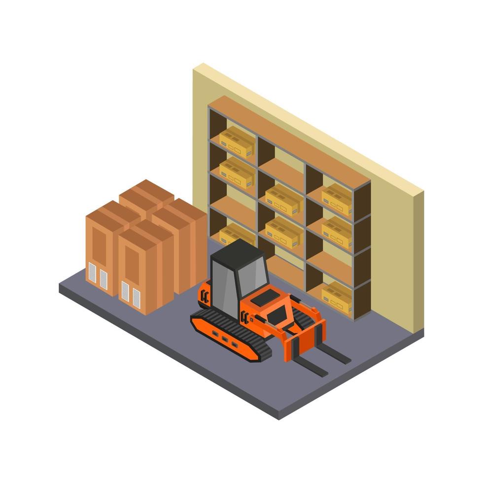 Isometric Warehouse On White Background vector