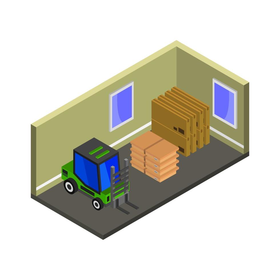 Isometric Warehouse On White Background vector