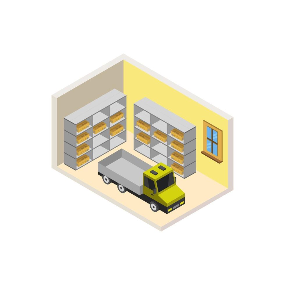 Isometric Warehouse On White Background vector