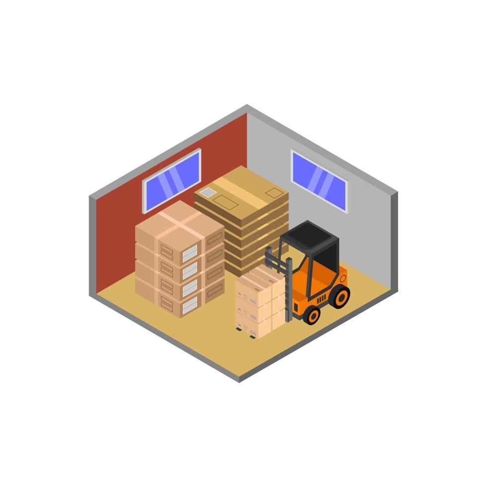 Isometric Warehouse On White Background vector