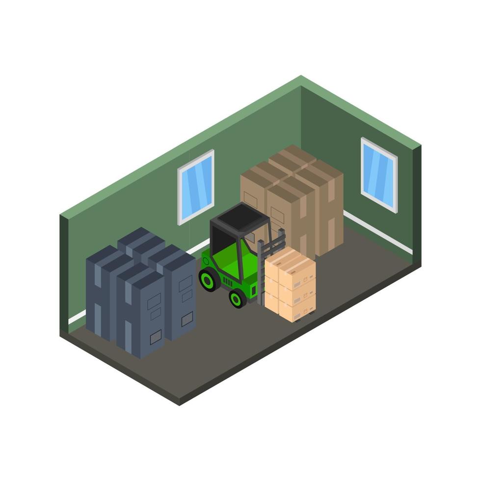 Isometric Warehouse On White Background vector