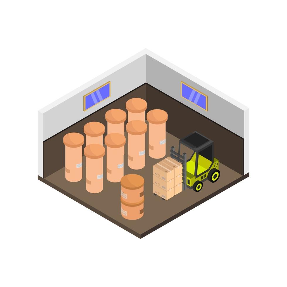 Isometric Warehouse On White Background vector