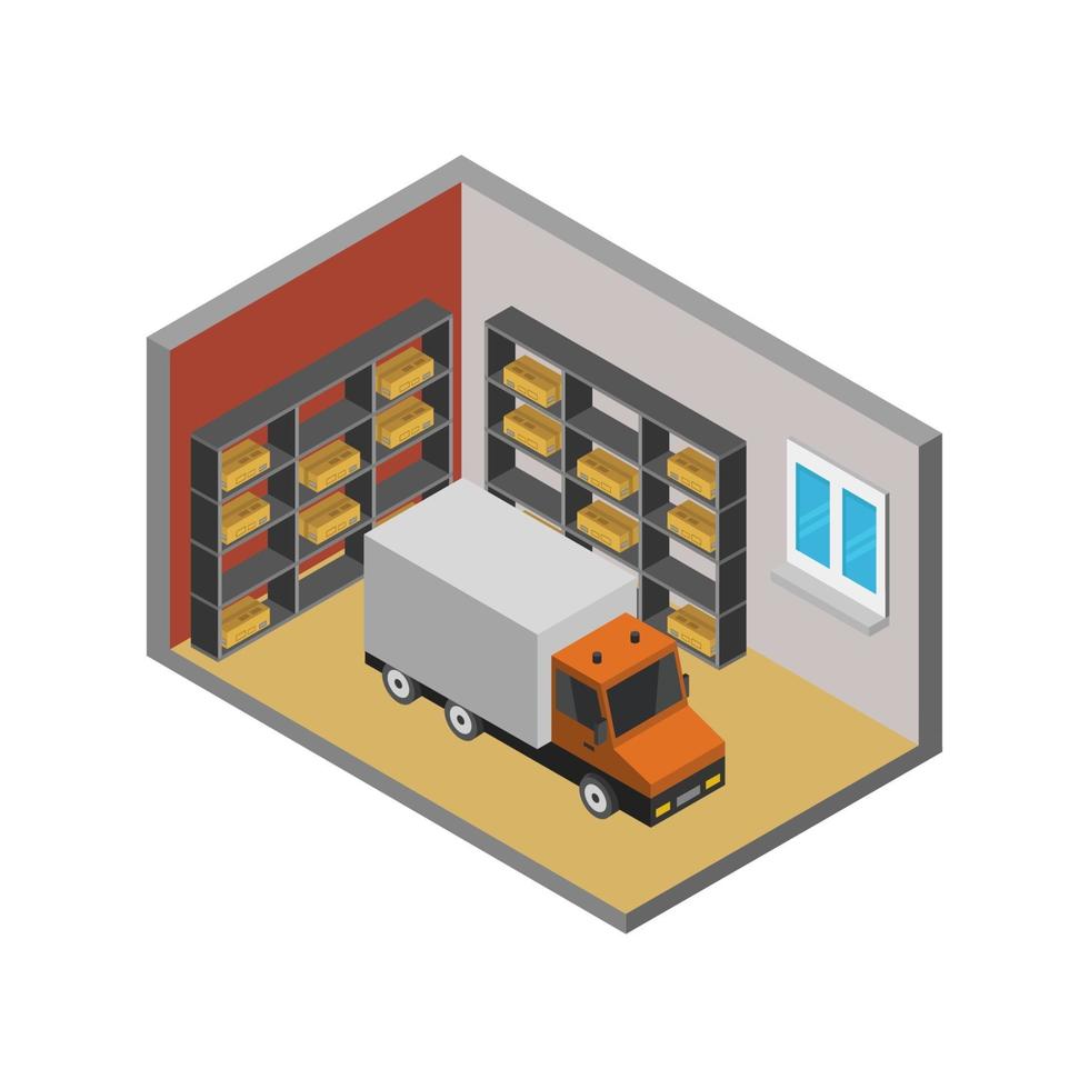 Isometric Warehouse On White Background vector