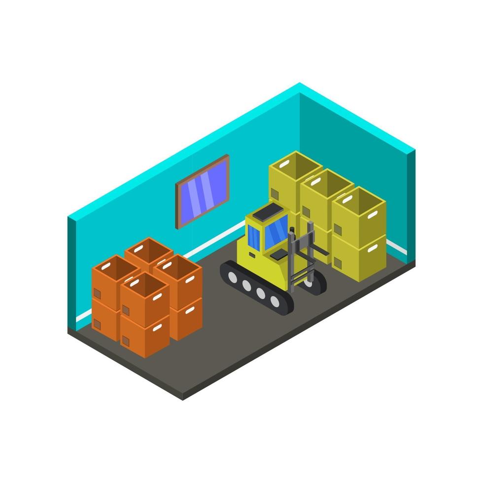 Isometric Warehouse On White Background vector