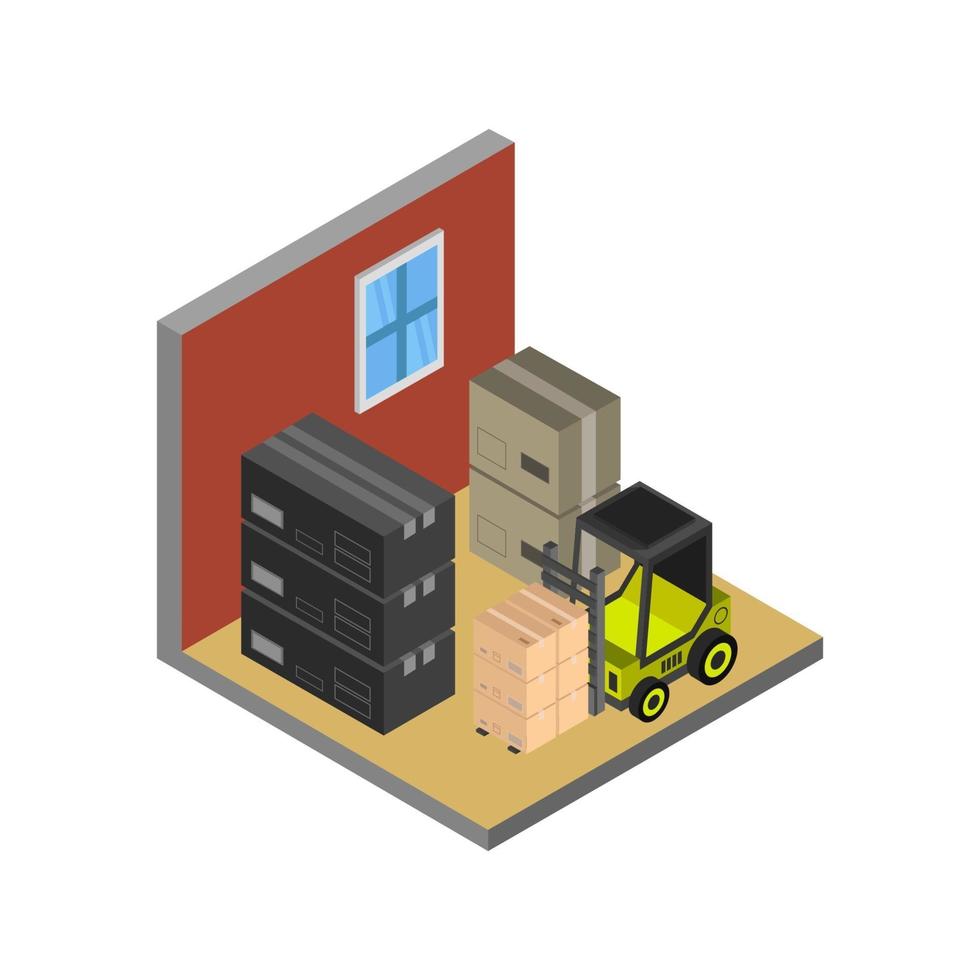 Isometric Warehouse On White Background vector