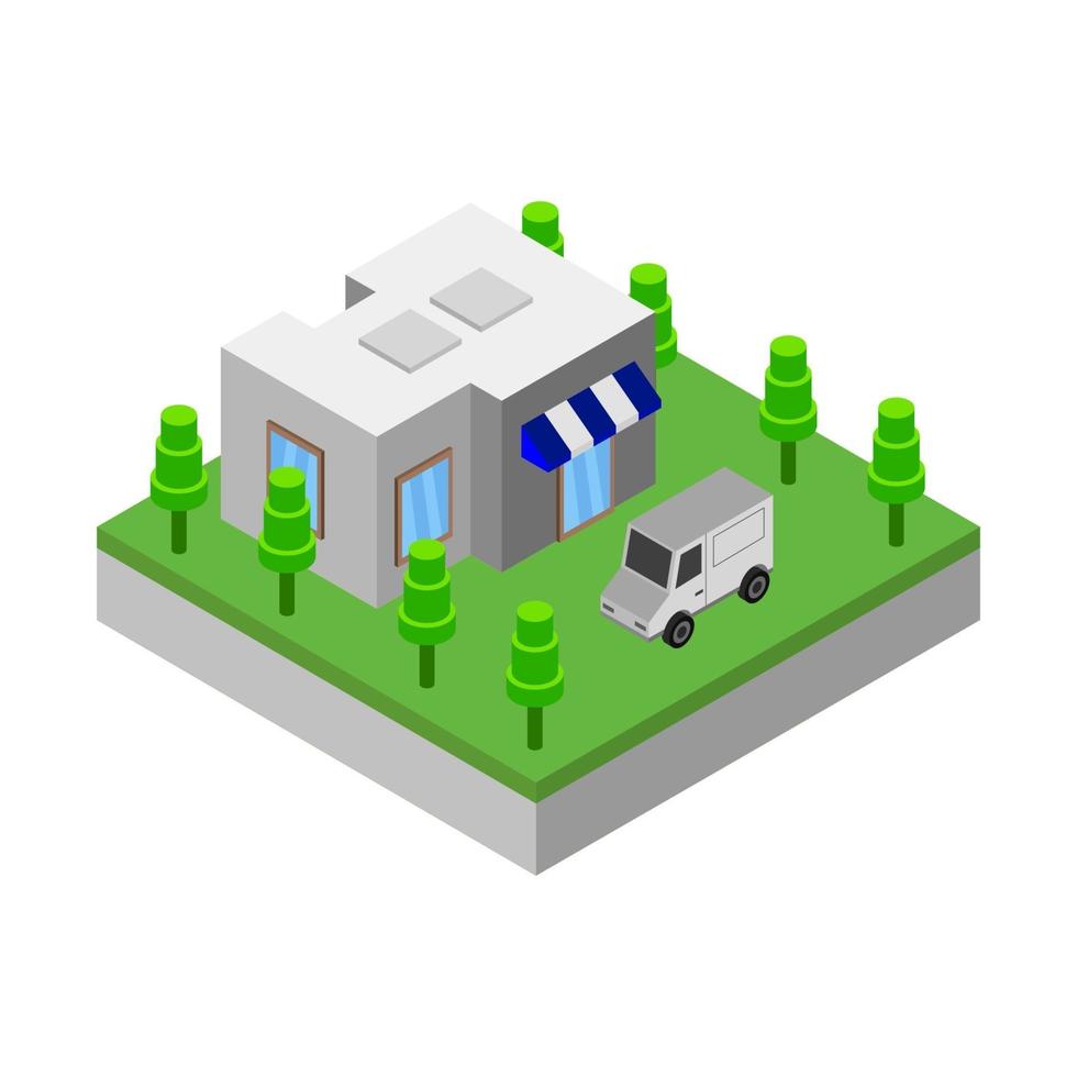 Isometric Shop On White Background vector