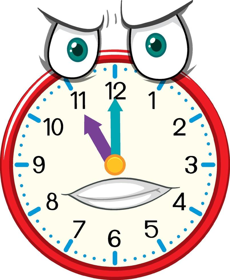 Clock cartoon character with facial expression vector