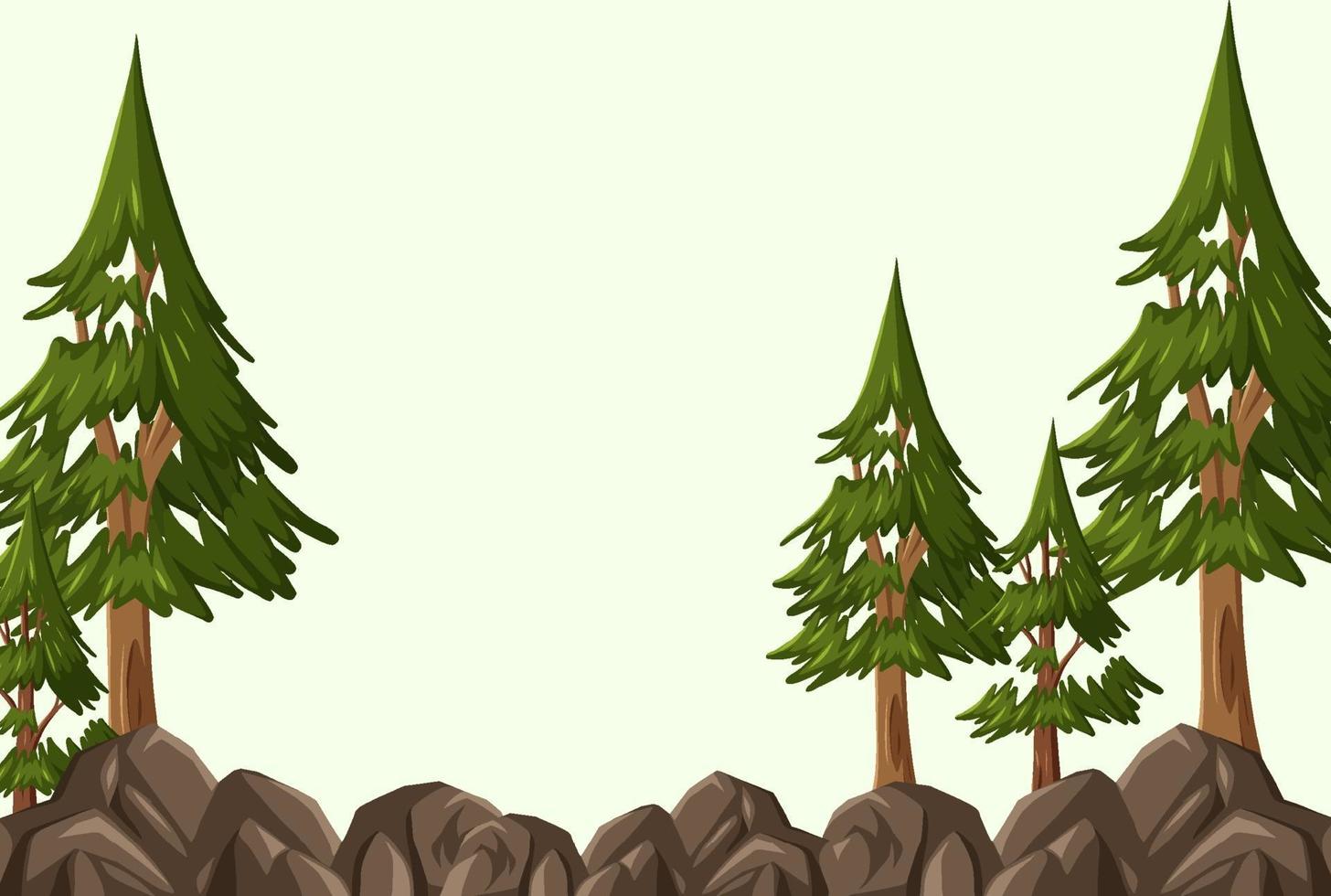 Empty background with many pine trees vector