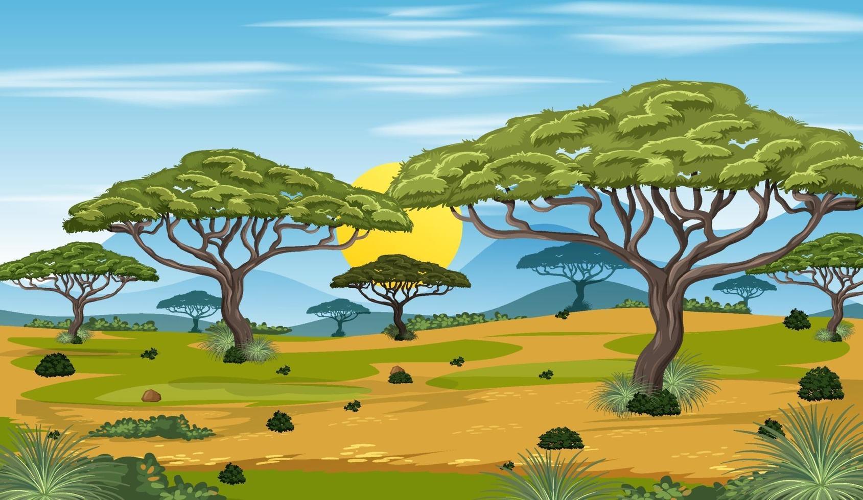 fondo de paisaje de bosque africano vector