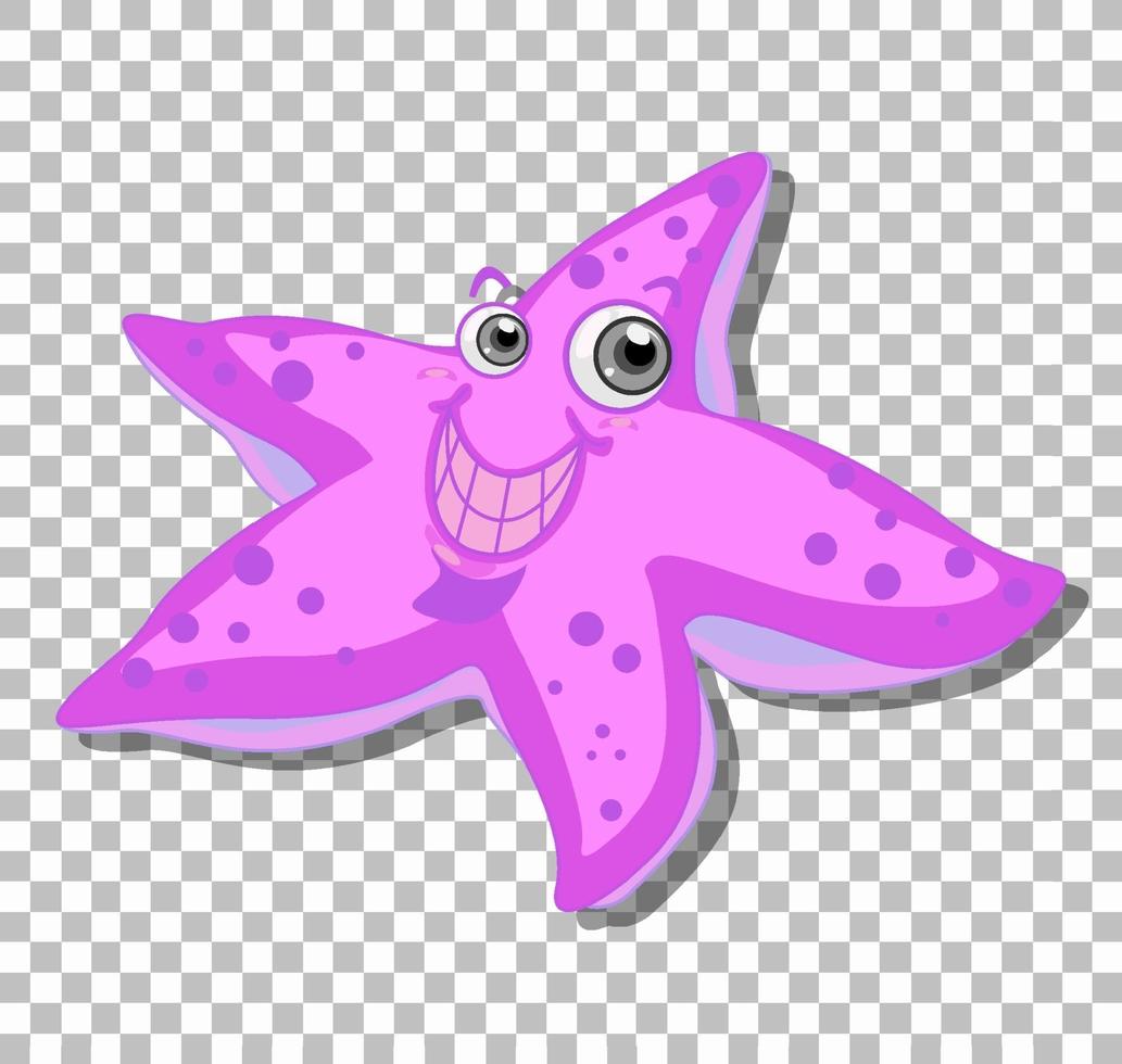 sonriente personaje de dibujos animados de estrellas de mar aislado vector