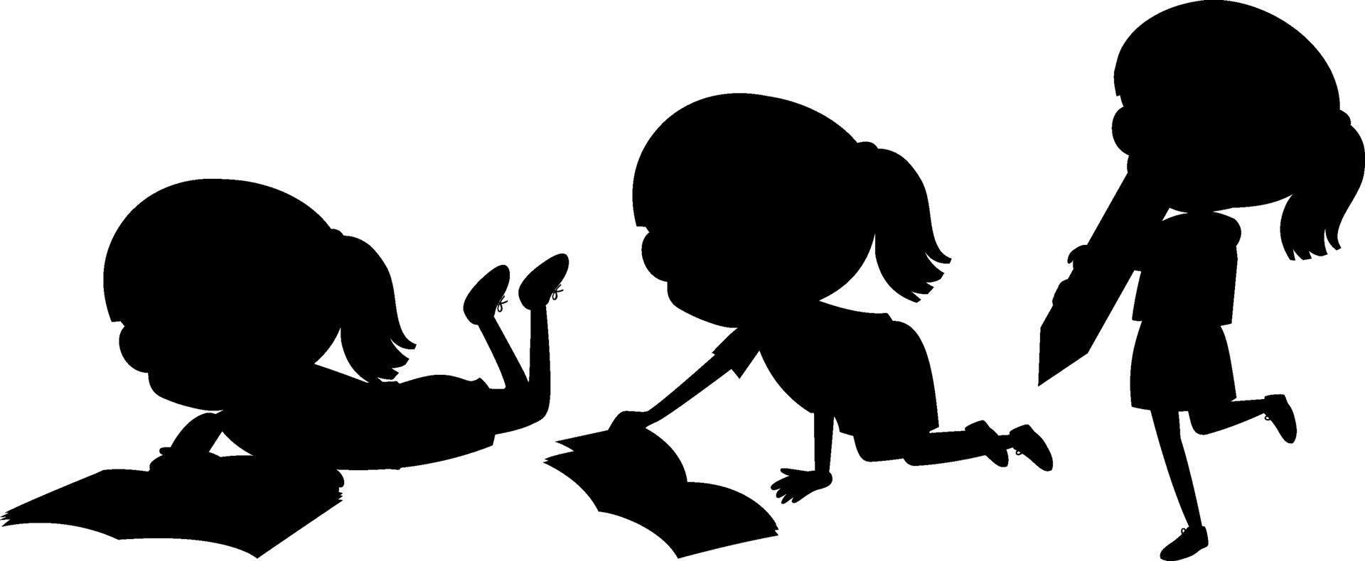 Cartoon character of kids silhouette on white background vector