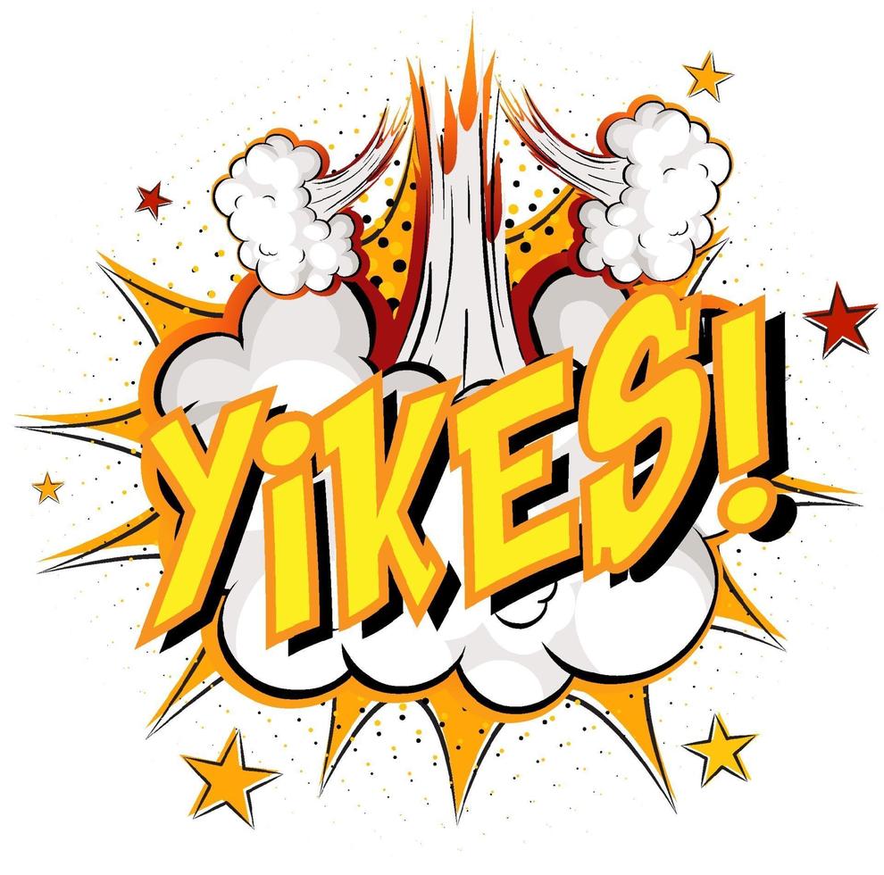 Word Yikes on comic cloud explosion background vector