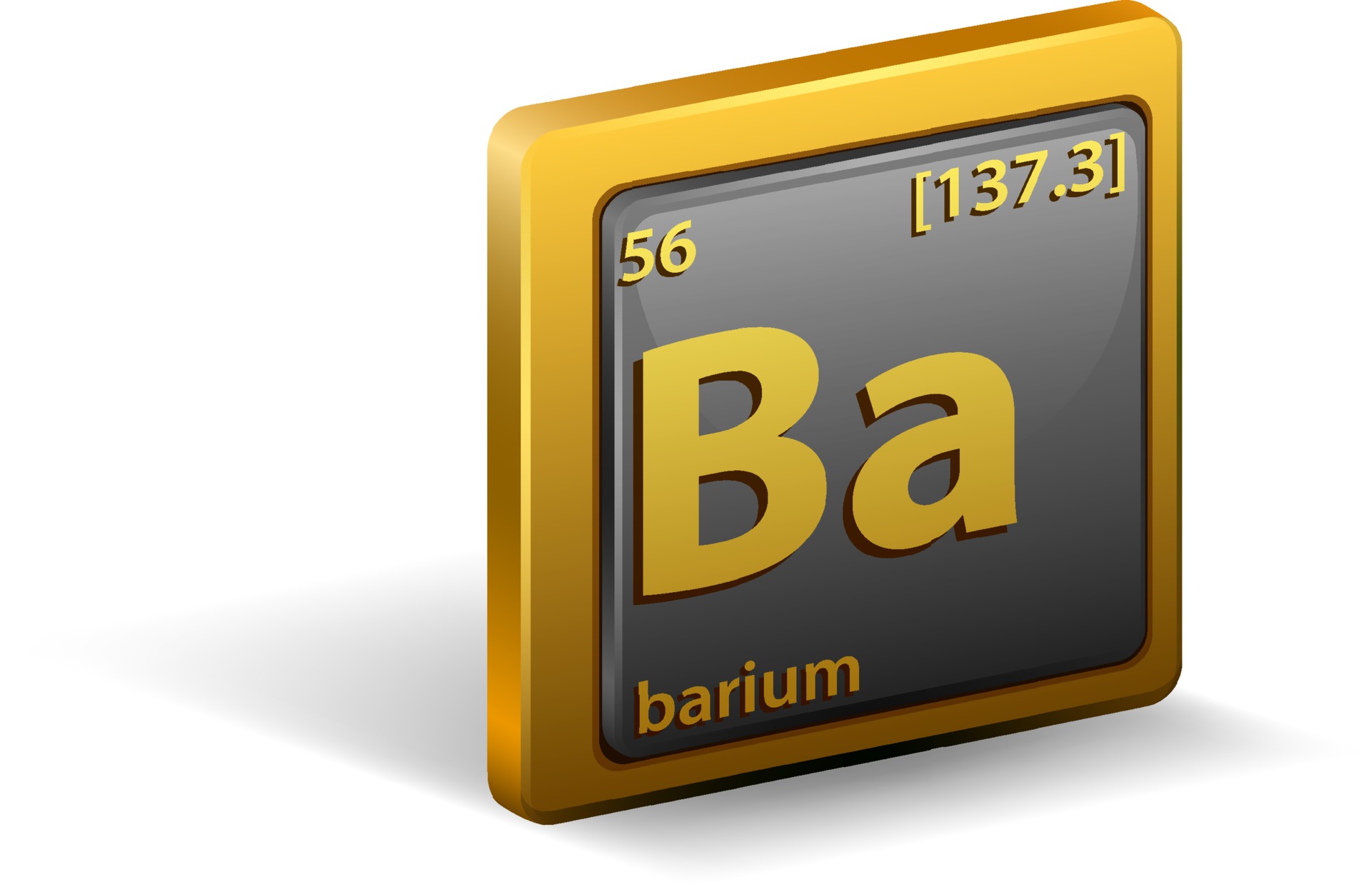 Barium chemical element. Chemical symbol with atomic number and atomic