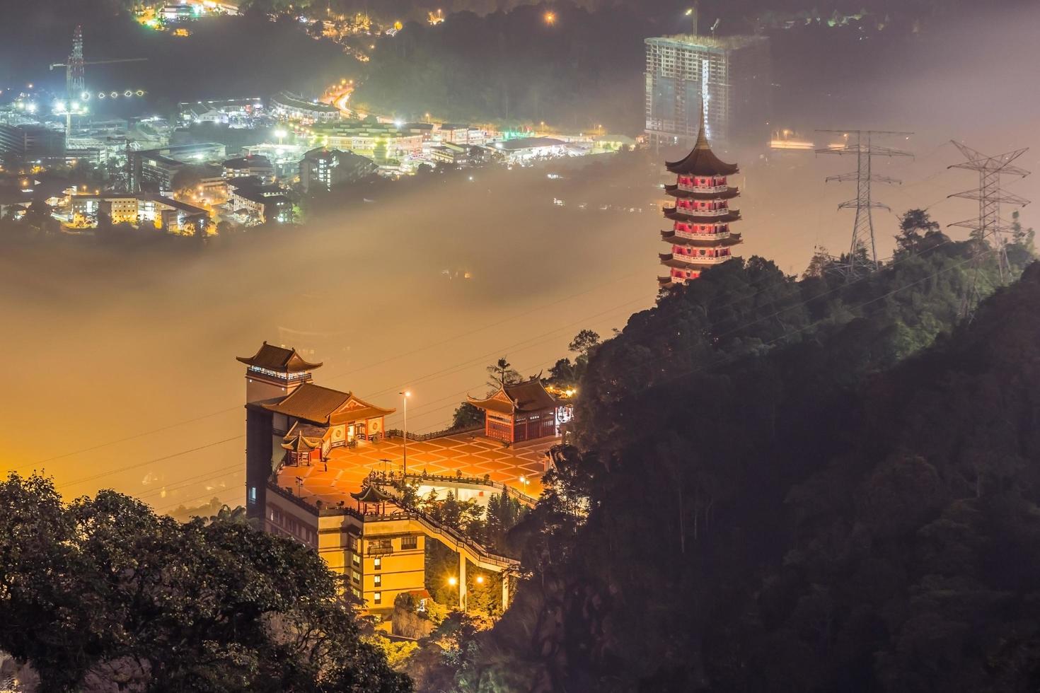 Chin Swee Cave Temple at dusk in Genting Highlands, Malaysia photo