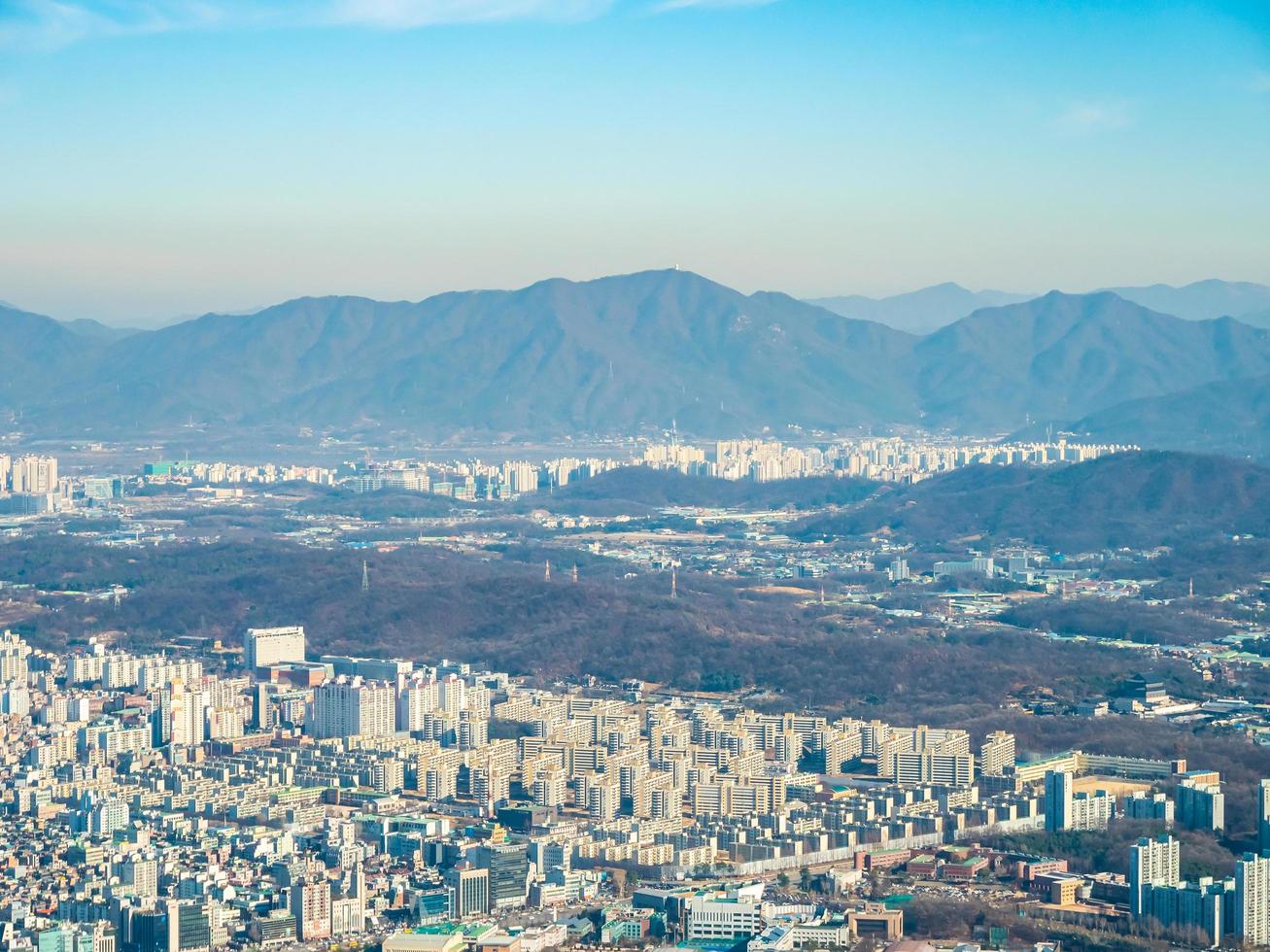 vista aérea de la ciudad de seúl, corea del sur foto