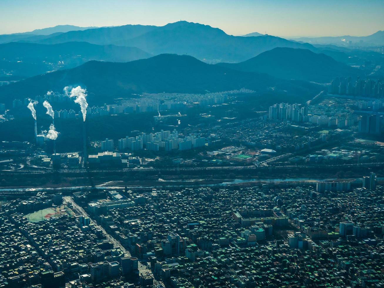 Aerial view of Seoul City, South Korea photo