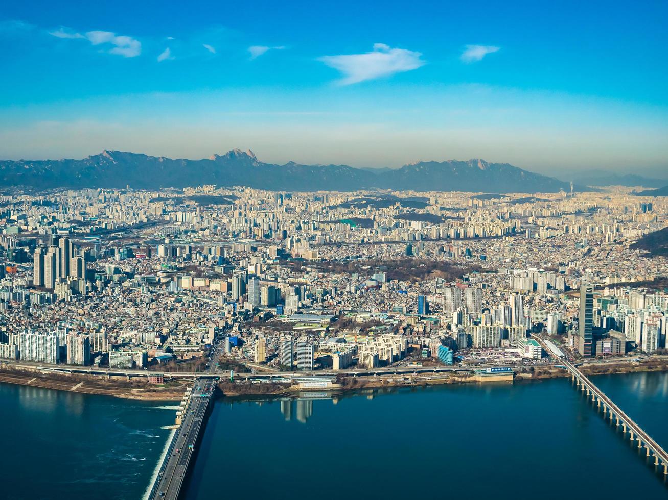 Aerial view of Seoul City, South Korea photo