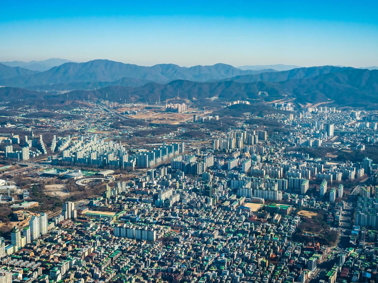 Aerial view of Seoul City, South Korea photo