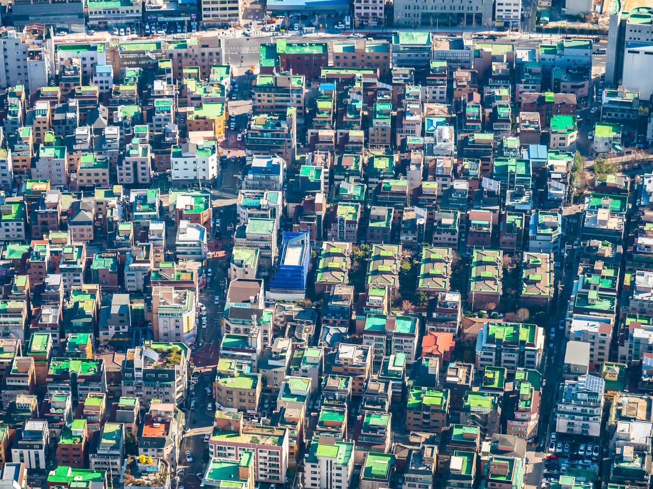 Aerial view of Seoul City, South Korea photo