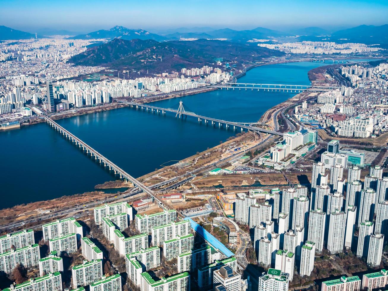 Aerial view of Seoul City, South Korea photo