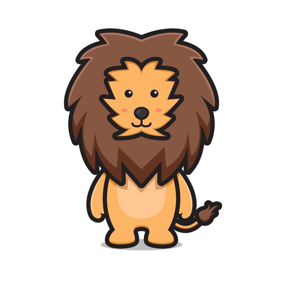 Cute lion animal mascot character cartoon vector icon illustration