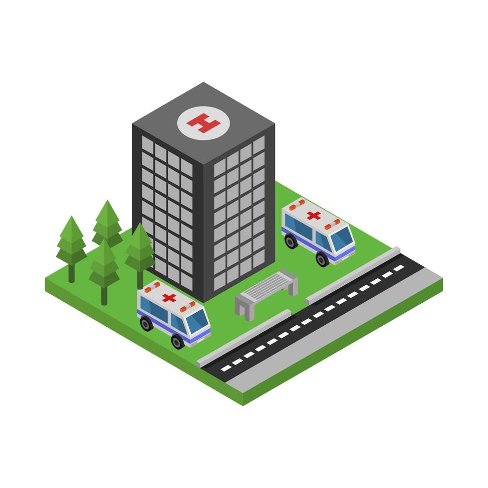 Isometric Hospital On White Background vector