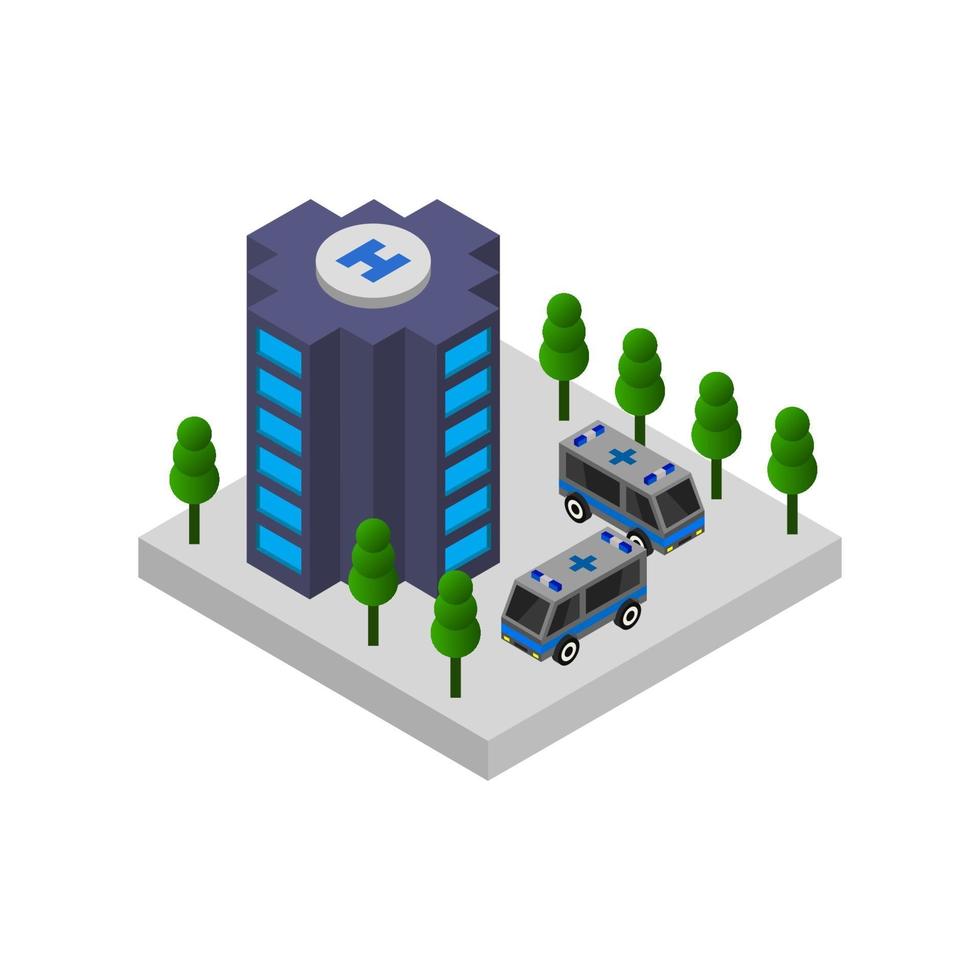 Isometric Hospital On White Background vector