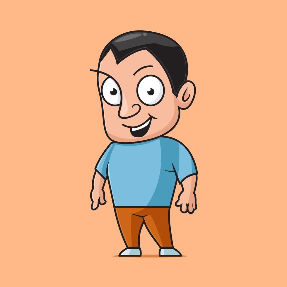 Cute man character big smile cartoon vector icon illustration