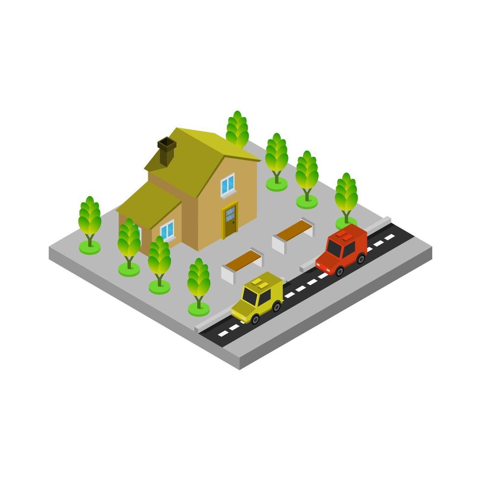 Isometric House On White Background vector