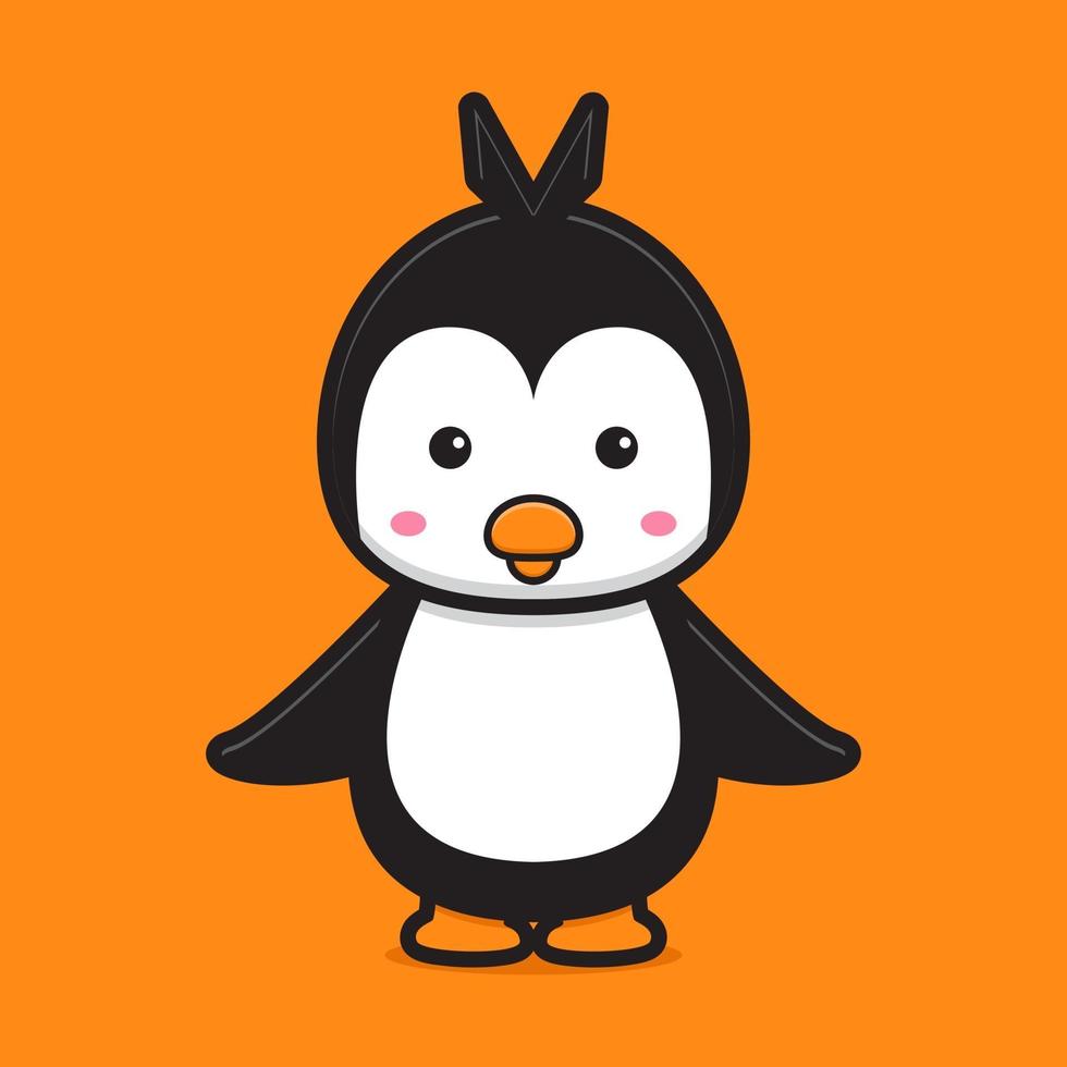 Cute penguin mascot character cartoon vector icon illustration