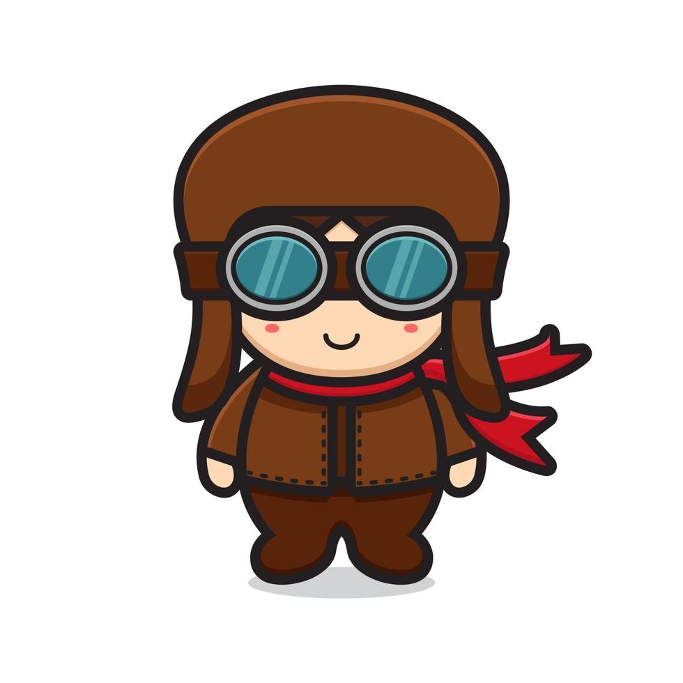 cute pilot mascot character wear glasses vector