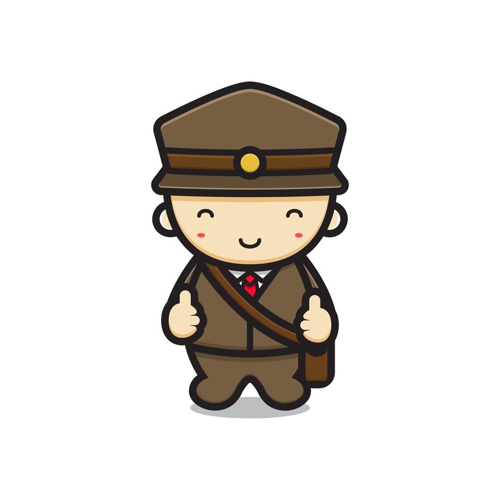 Cute postman mascot character with good pose vector cartoon icon illustration