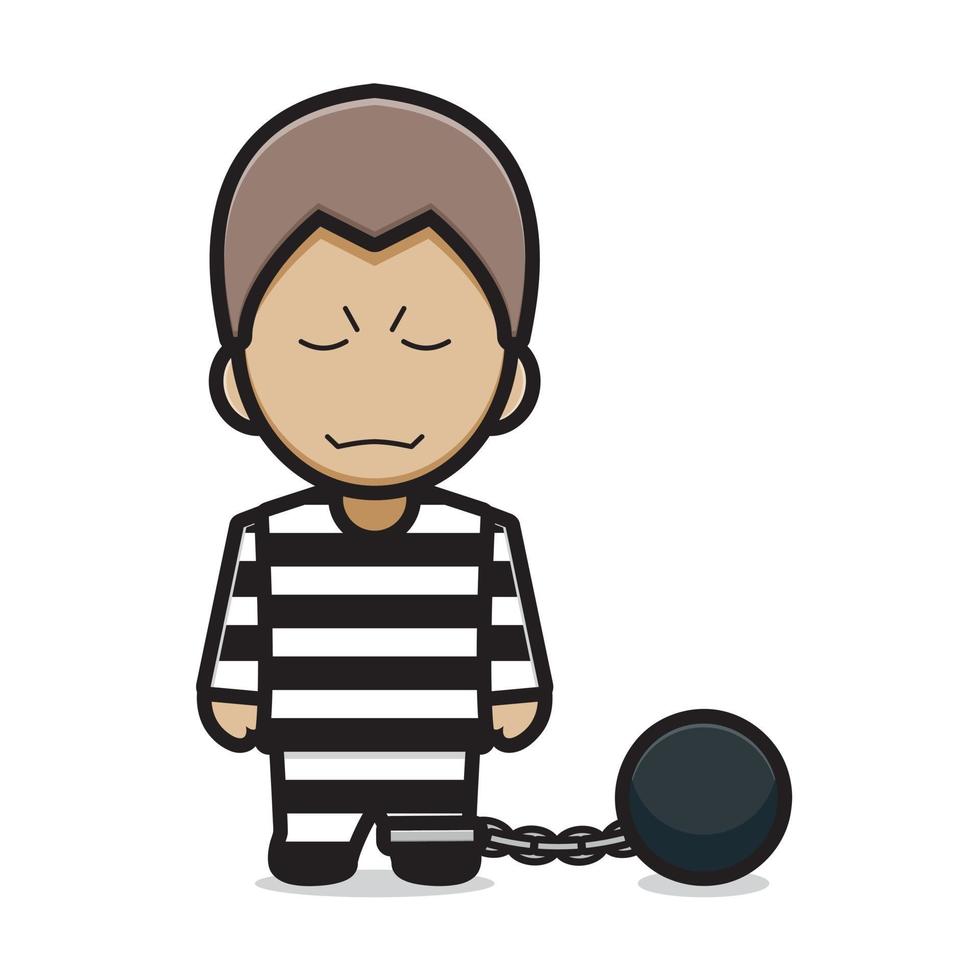 Cute prisoner character cartoon vector icon illustration