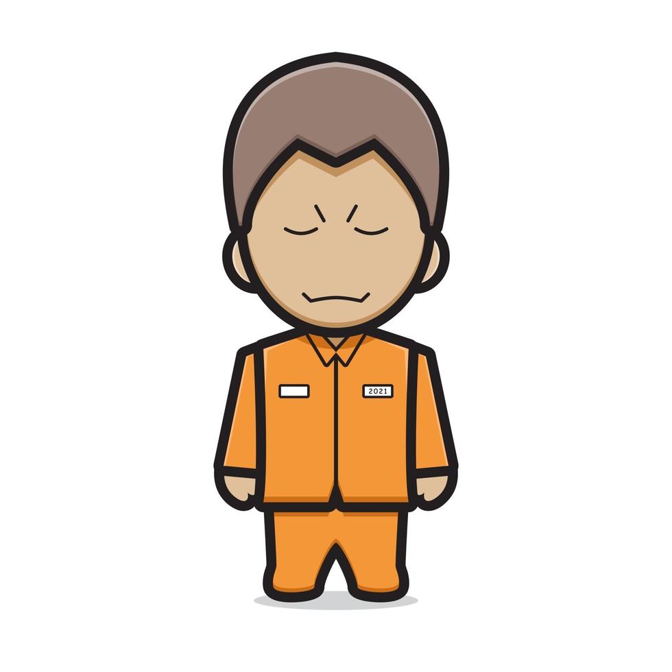 Cute prisoner character cartoon vector icon illustration