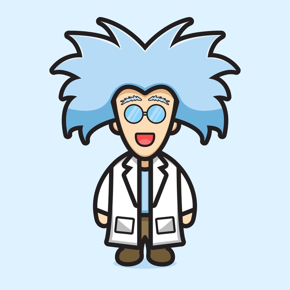 Cute professor scientist wear glasses cartoon vector icon illustration