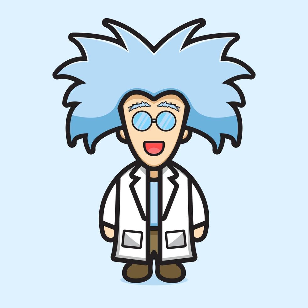 Cute professor scientist wear glasses cartoon vector icon illustration