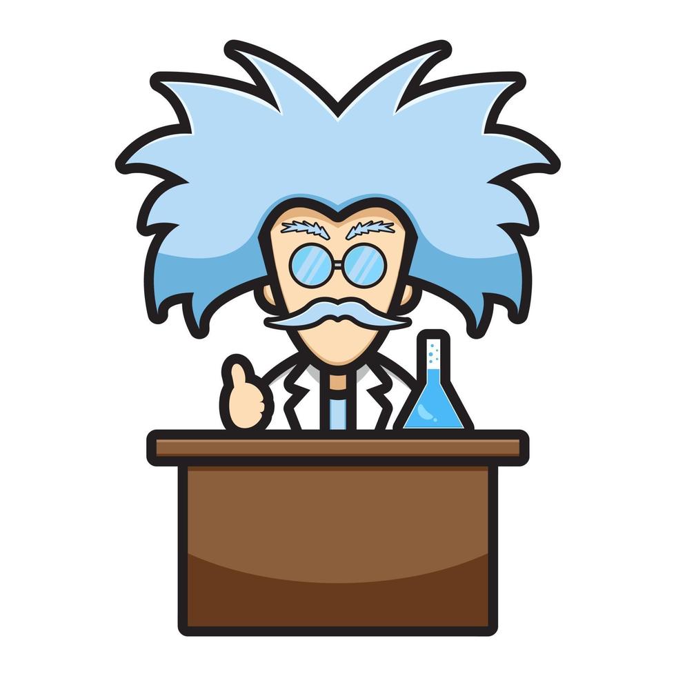 Cute scientist character experiment chemical cartoon vector icon illustration