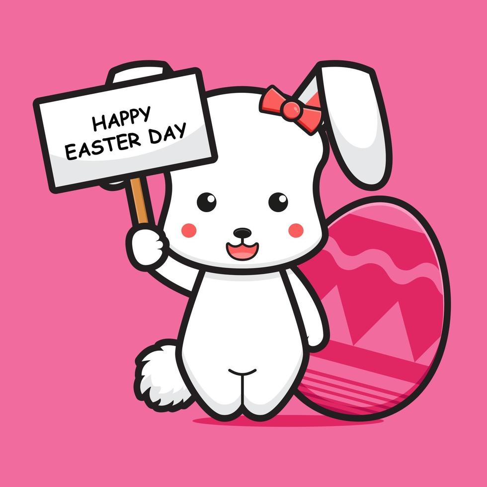 Cute rabbit character celebrated easter day  cartoon vector icon illustration