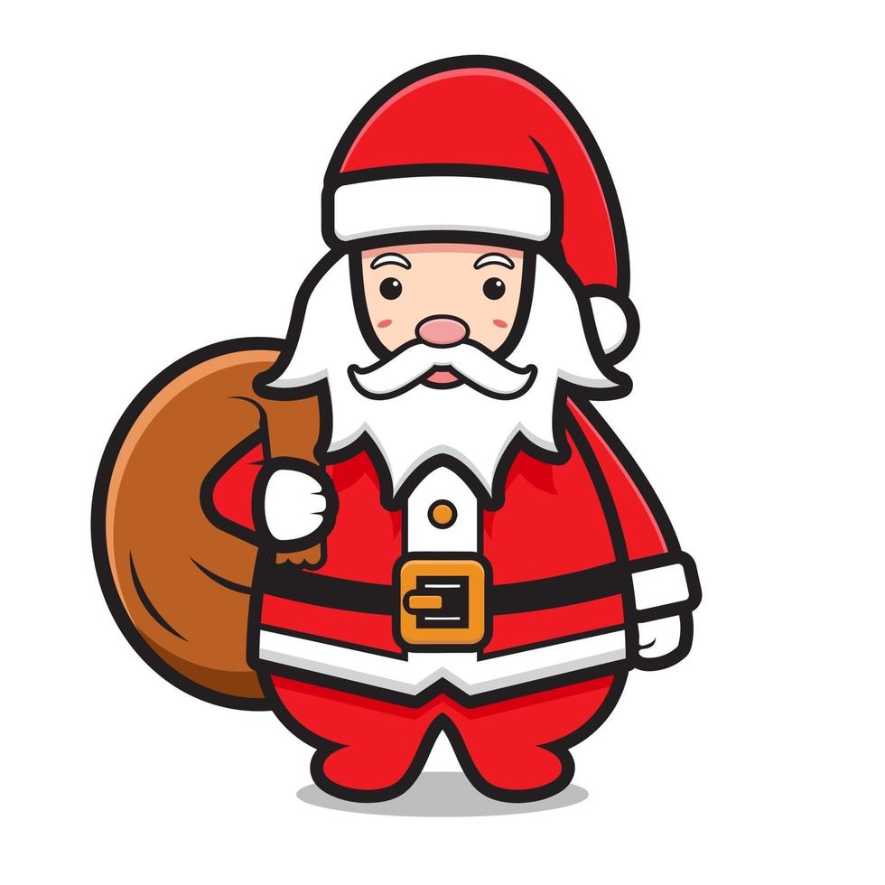 lindo personaje de santa claus con bolsa vector