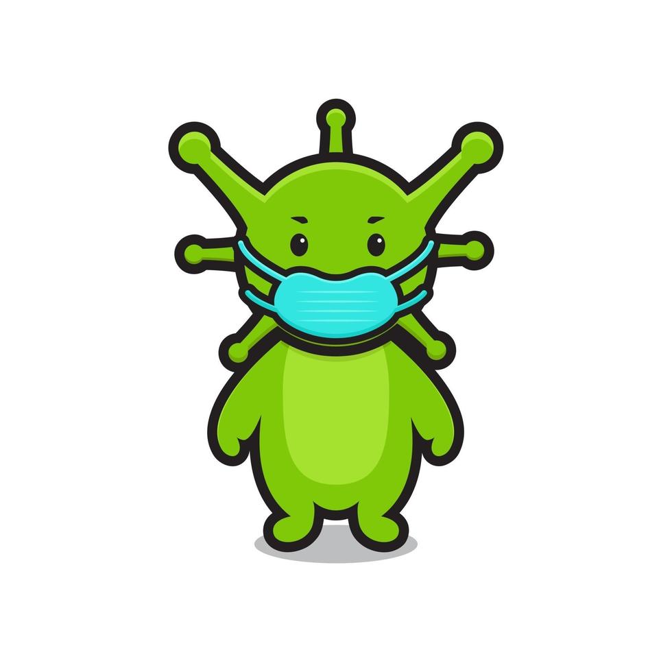 máscara linda del desgaste del ejemplo del personaje de la mascota del virus vector