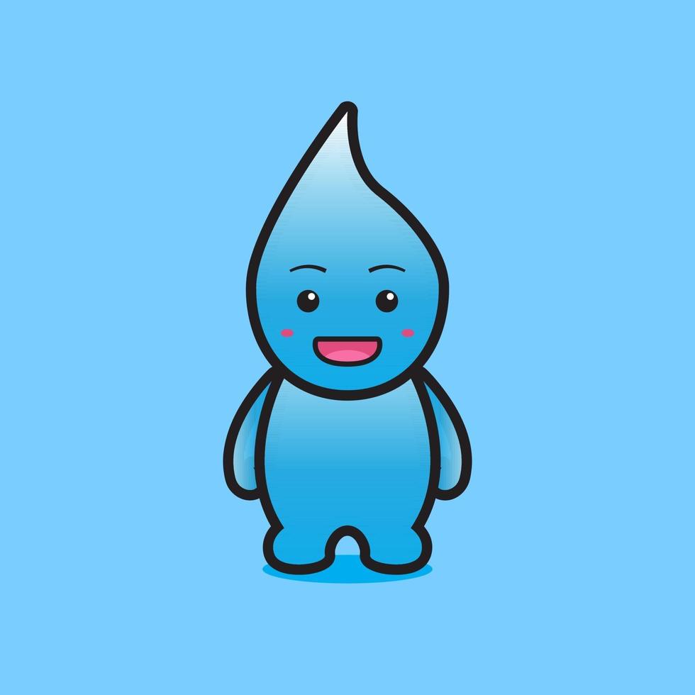 Ilustración de icono de vector de dibujos animados de personaje de mascota de agua lindo