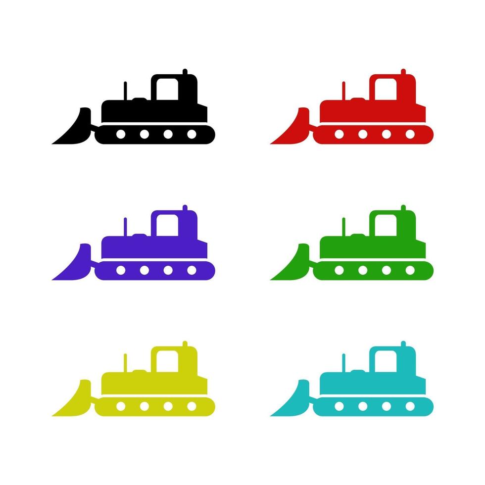 Set Of Bulldozers On White Background vector