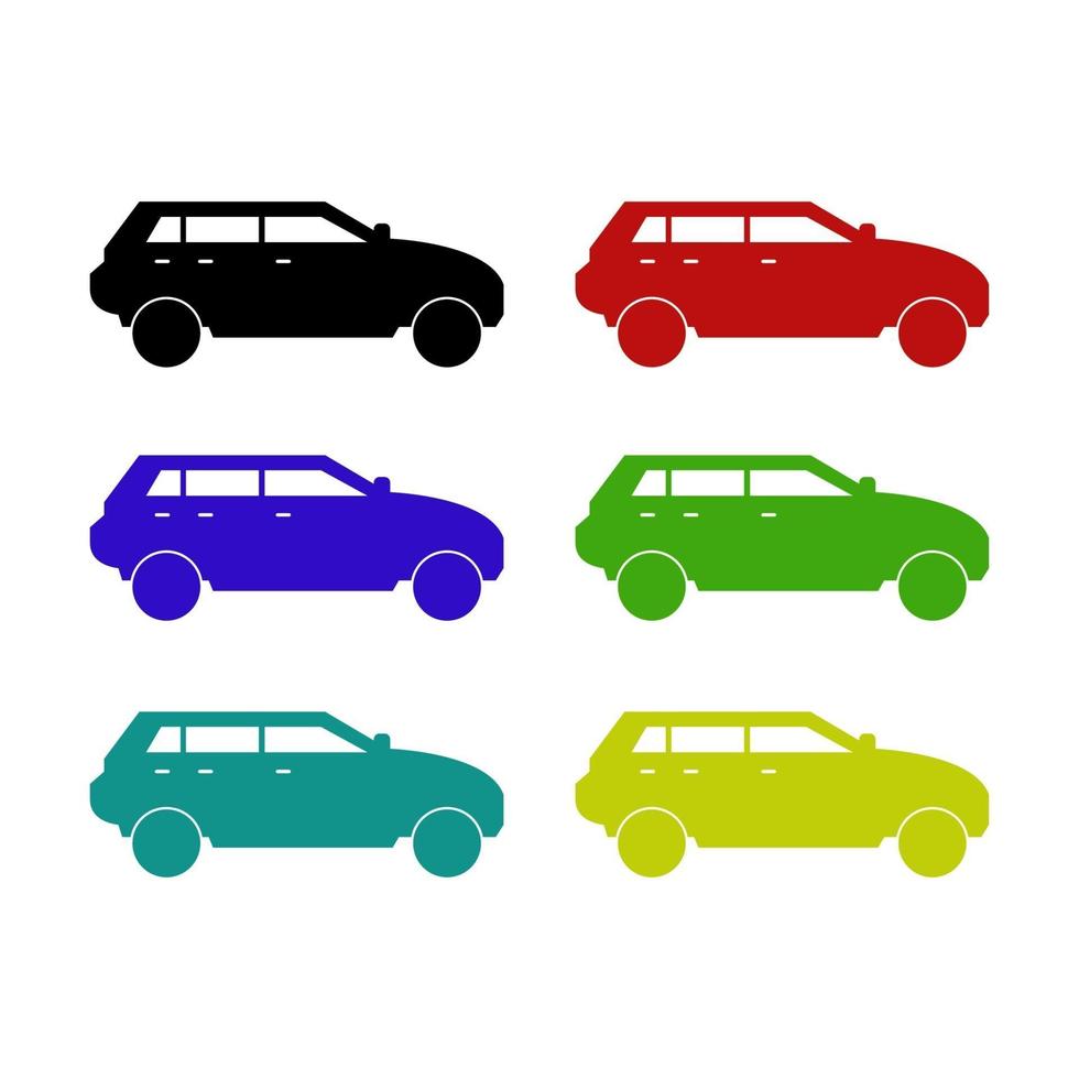 conjunto de coche sobre fondo blanco vector