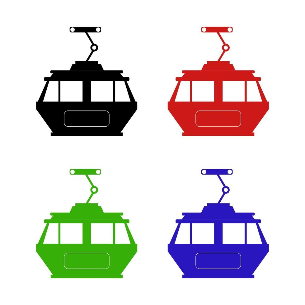 Set Of Cable Car On White Background vector